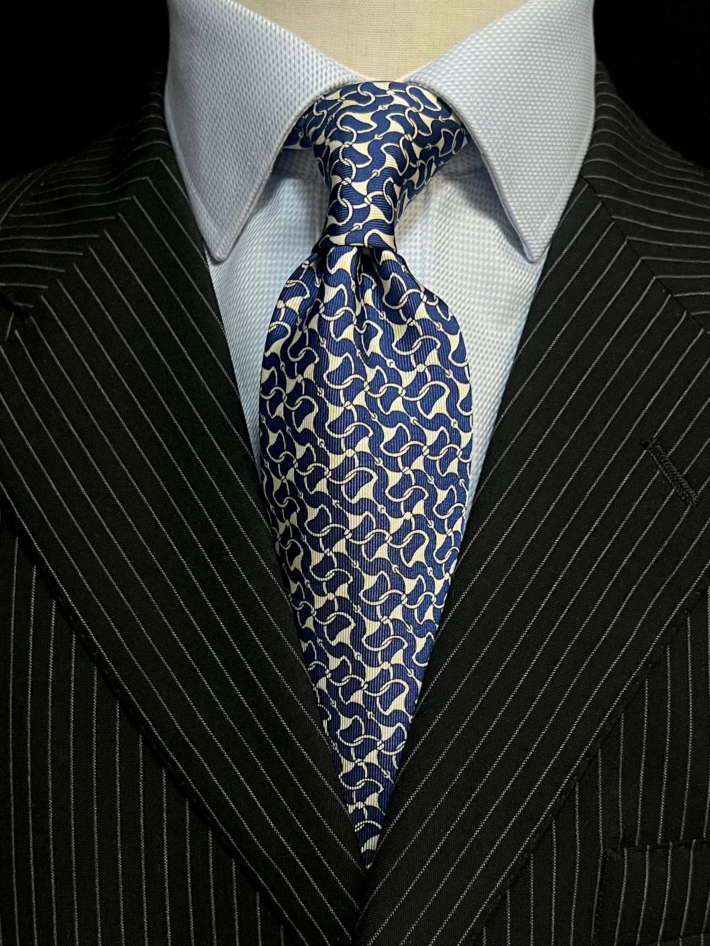 MonsterTie Printed D-Ring Snaffle Navy Necktie