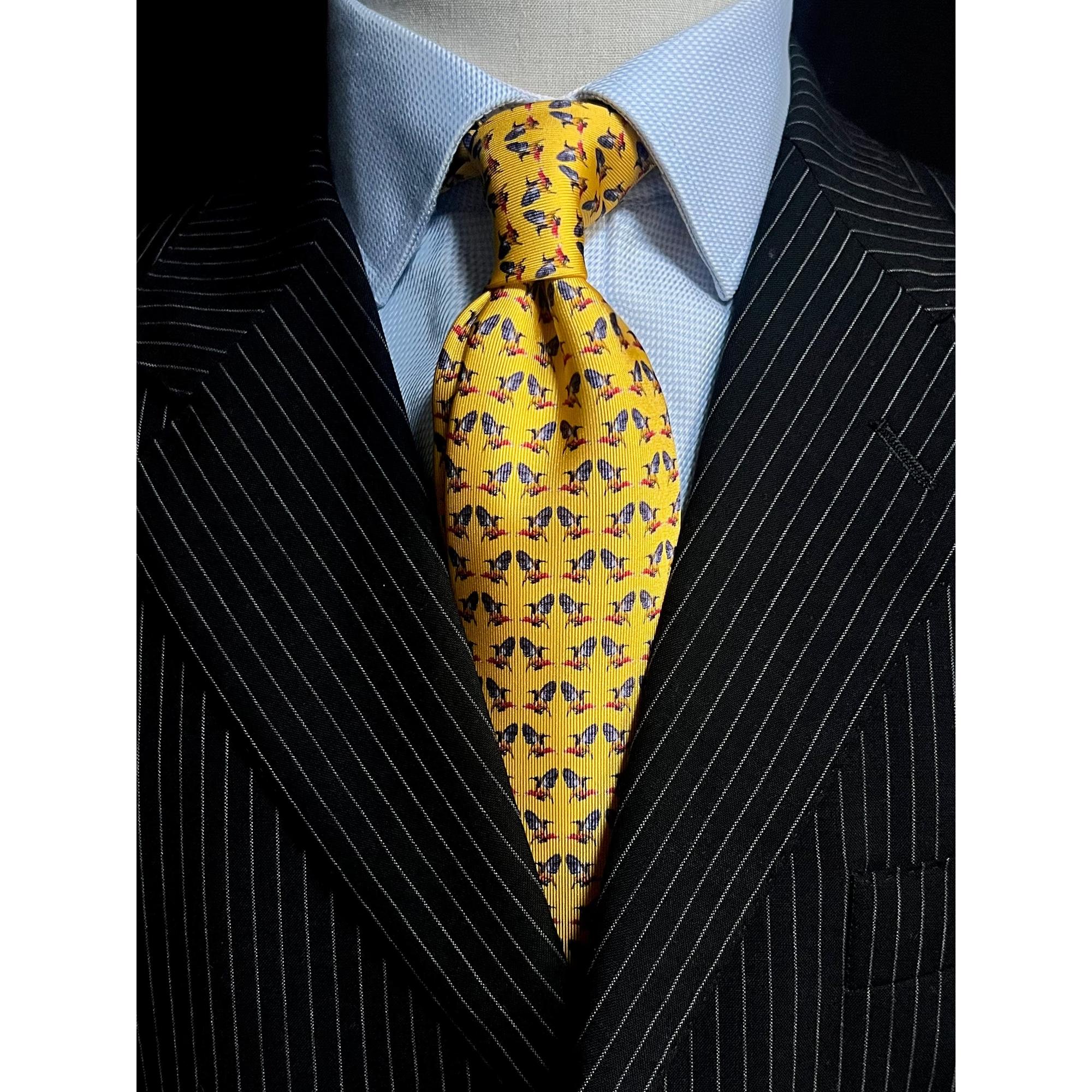 MonsterTie printed Sunbird Yellow Cravatta