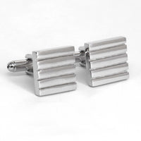 Silver Ribbed Rectangle Cufflinks - Orobianco L'unique