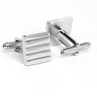 Silver Ribbed Rectangle Cufflinks - Orobianco L'unique