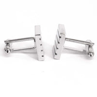 Silver Ribbed Rectangle Cufflinks - Orobianco L'unique