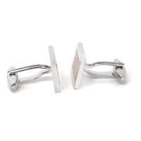 Carbon Fiber Yellow Rectangle Cufflinks in Silver outline