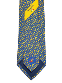 MonsterTie Printed D-Ring Snaffle Navy Gold Necktie