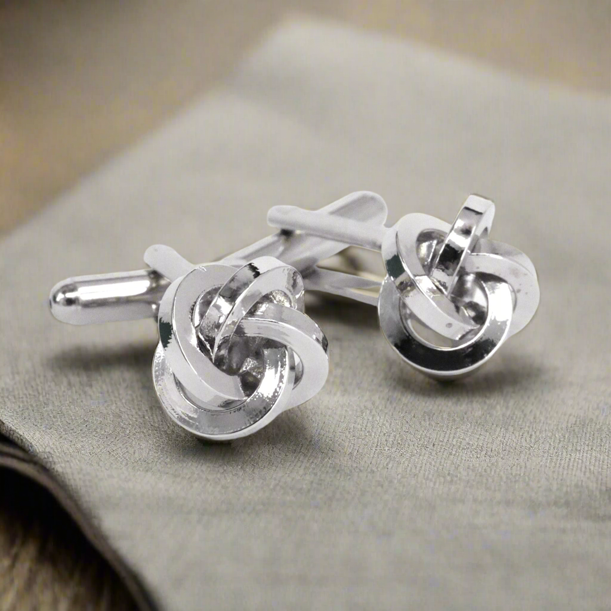 Silk Knot in  Silver-toned brass cufflinks (Online Exclusive)