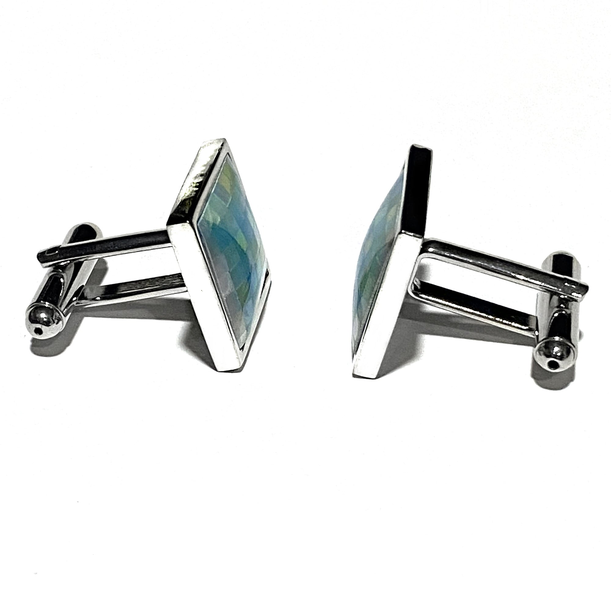 MarZthomson Bezel 紫色马赛克 MOP 方形袖扣