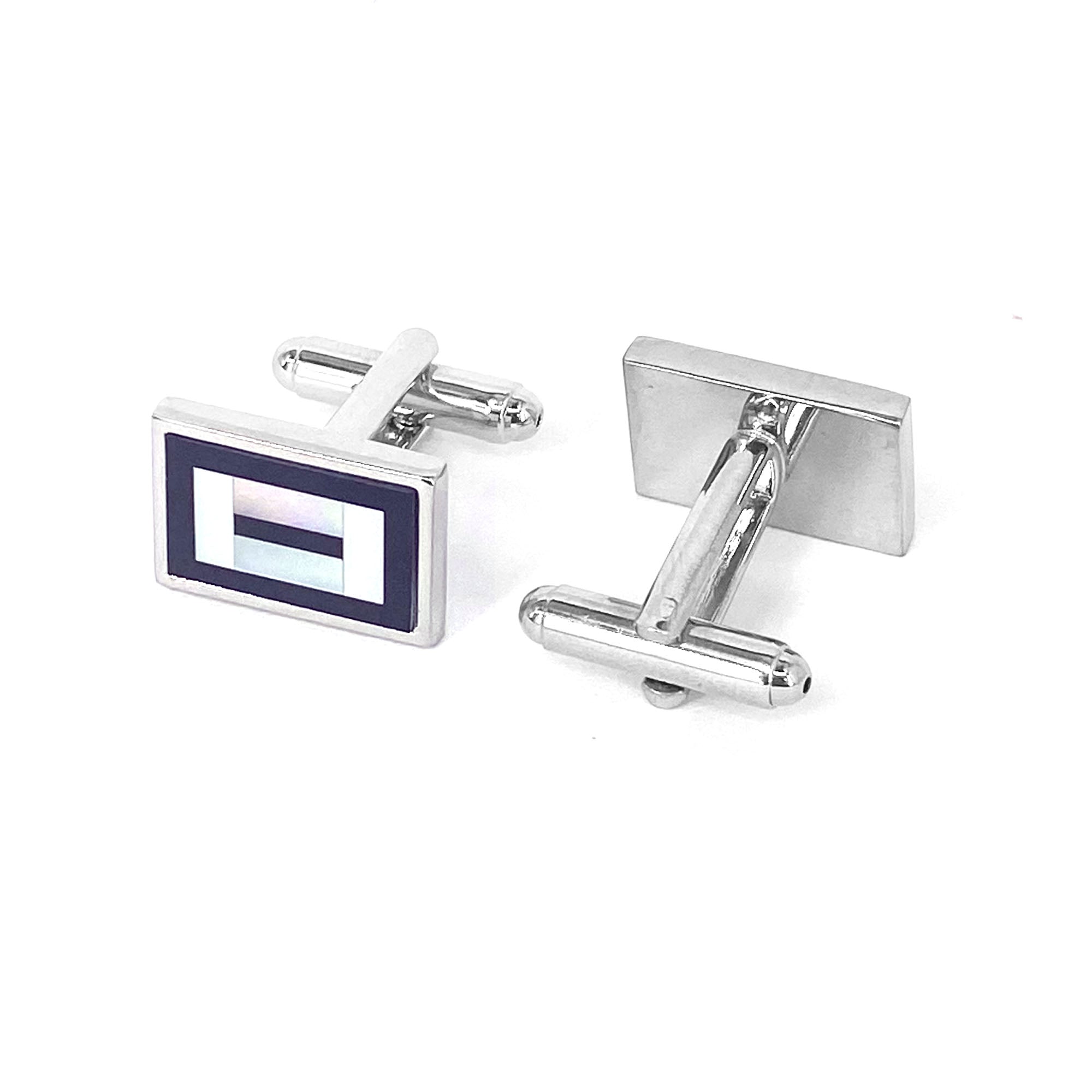 Rectangle MOP Cufflinks Black and White