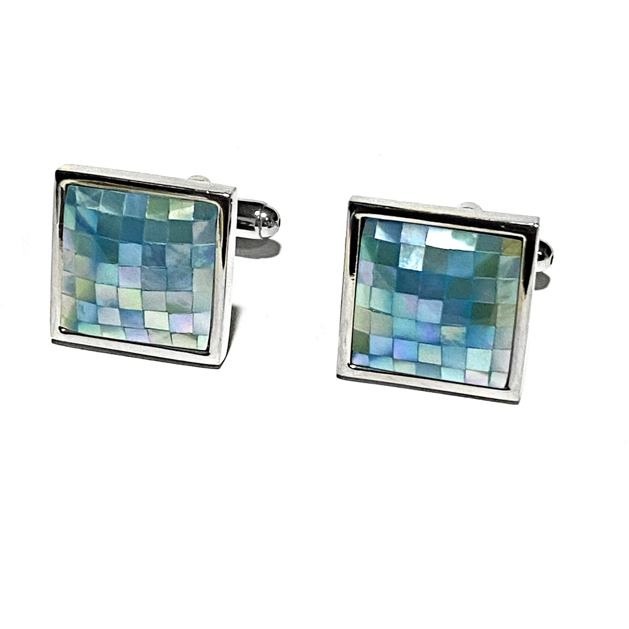 MarZthomson Bezel 紫色马赛克 MOP 方形袖扣
