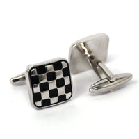MarZthomson Black and Silver Checkered Cufflinks (Online Exclusive)