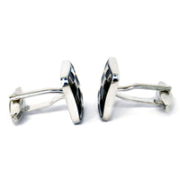 MarZthomson Black and Silver Checkered Cufflinks (Online Exclusive)