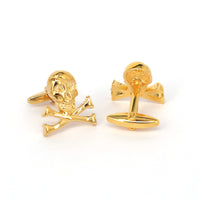 Skull and Crossbones Skeleton Cufflinks in Gold