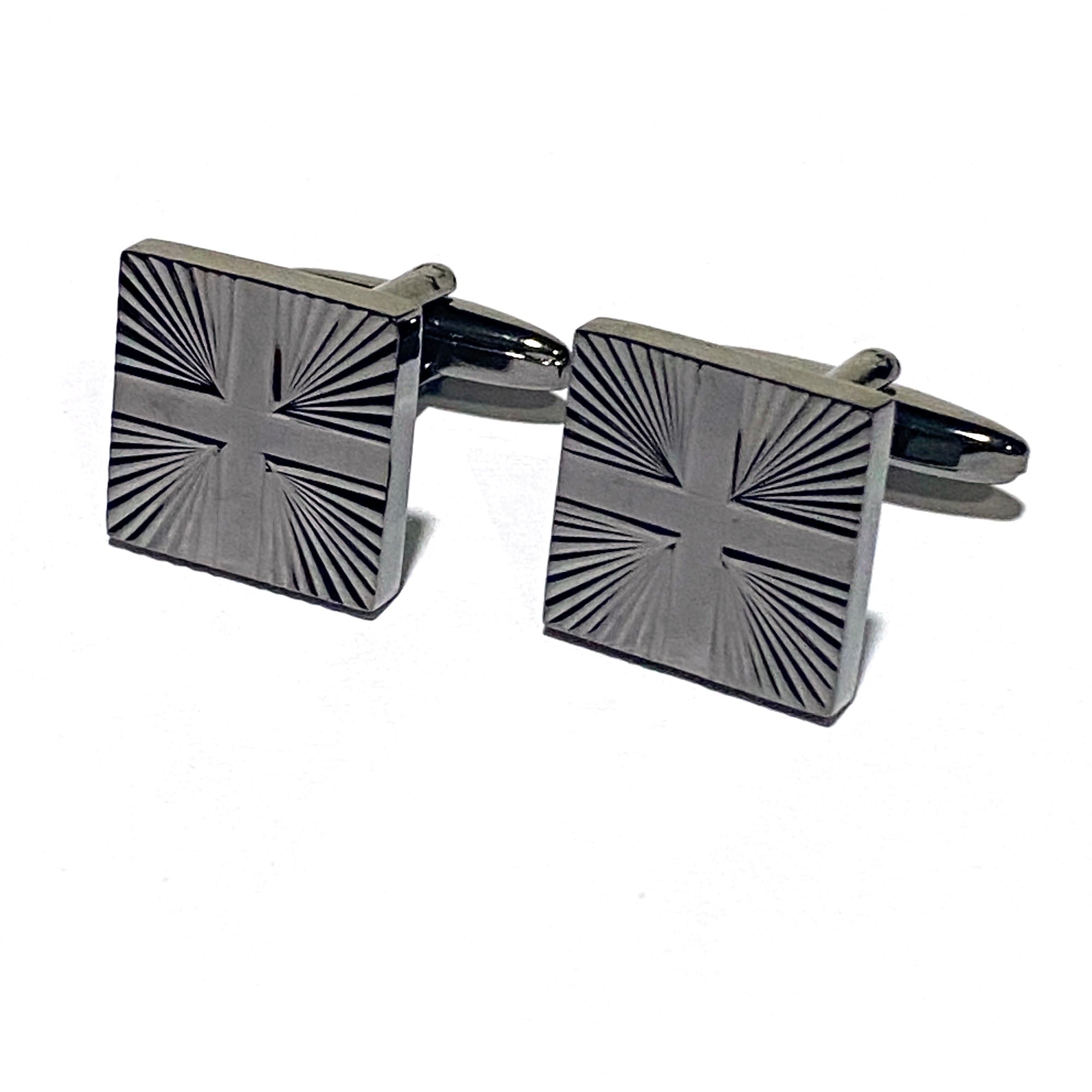 Gunmetal Rectangle Cross Cufflinks