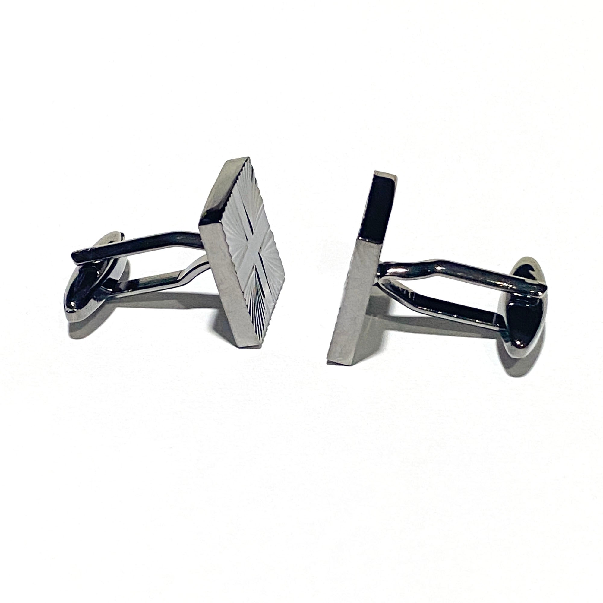 Gunmetal Rectangle Cross Cufflinks