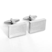 Rectangle Brushed Matte Cufflinks in Silver (Online Exclusive)