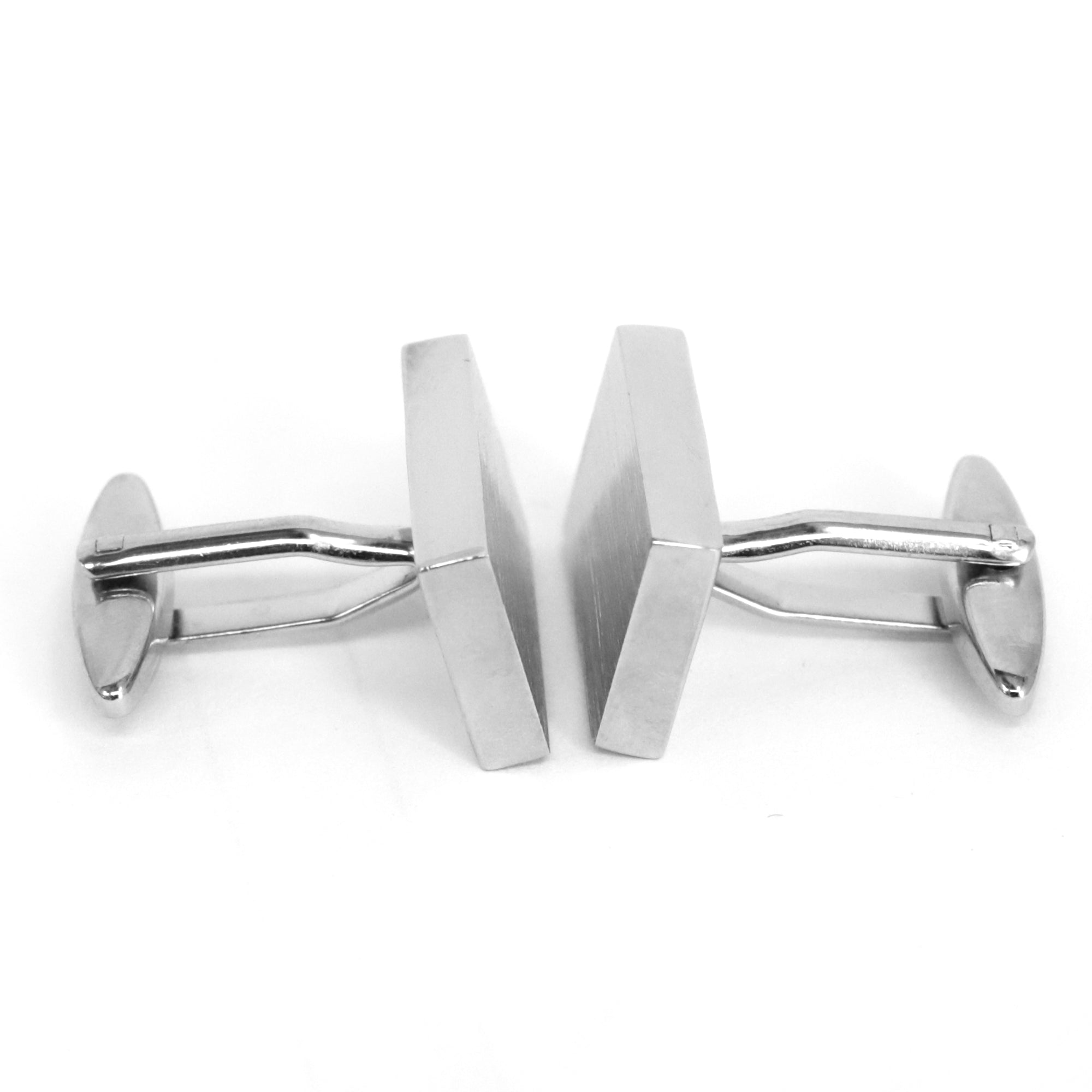 Rectangle Brushed Matte Cufflinks in Silver (Online Exclusive)