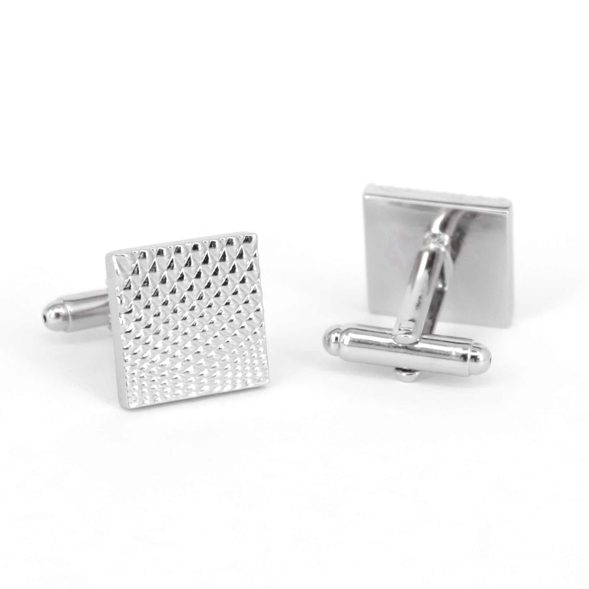 Silver Diamond design Squared Cufflinks (Online Exclusive)