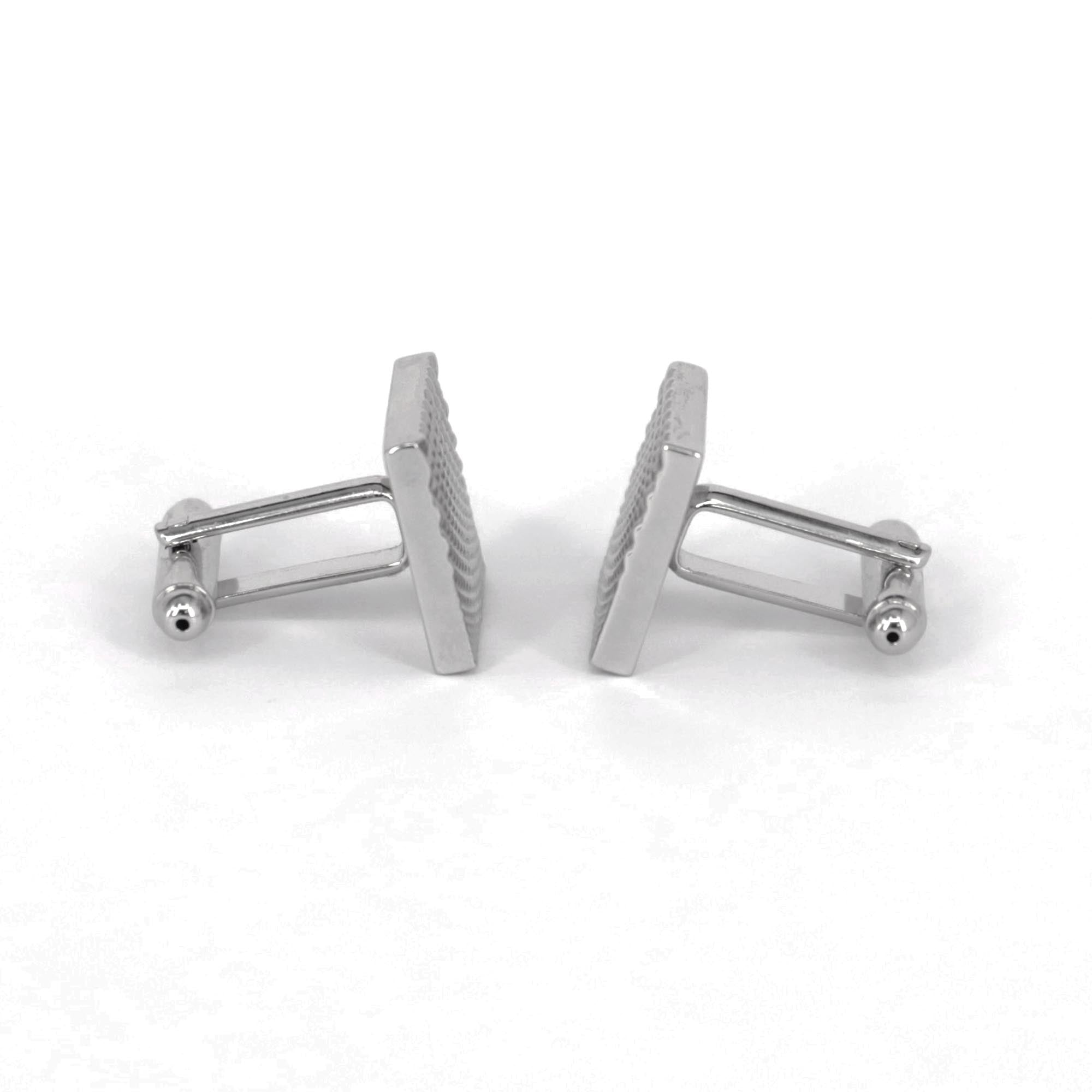 Silver Diamond design Squared Cufflinks (Online Exclusive)