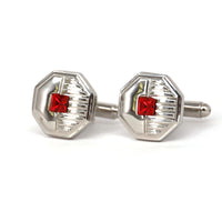 Red Crystal dot Octagon Cufflink (Online Exclusive)