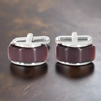 Dark Purple Spherical wedgefiber ( D-Shape) Fiber Optic Cufflinks (Online Exclusive)