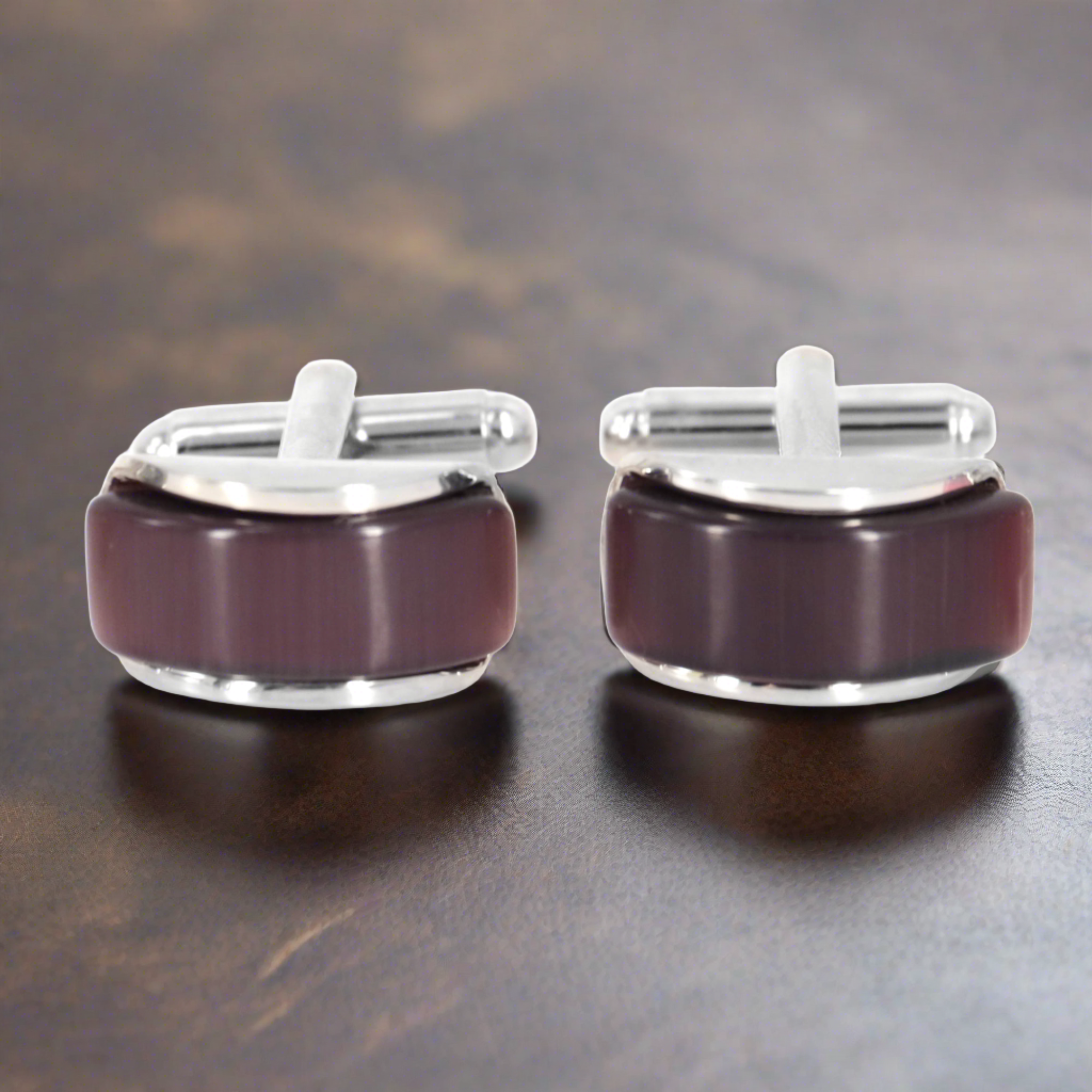 Dark Purple Spherical wedgefiber ( D-Shape) Fiber Optic Cufflinks (Online Exclusive)