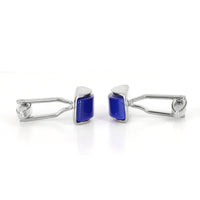Spherical Wedge in Navy Fiber Optic Cufflinks