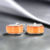 Spherical wedge in orange fiber optic Cufflinks