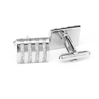 三道粉红色条纹 D 形袖扣