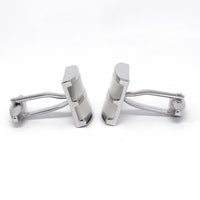 Mother Of Pearl  Stripe Silver horizontal  Rectangle Cufflinks