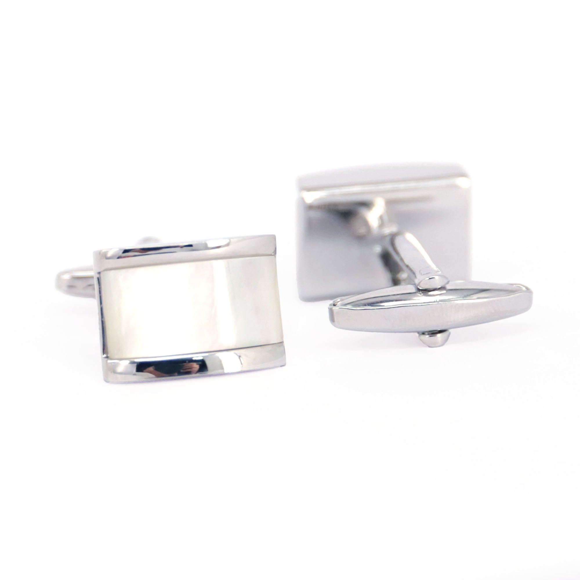 Rectangle MOP Cufflinks in  White