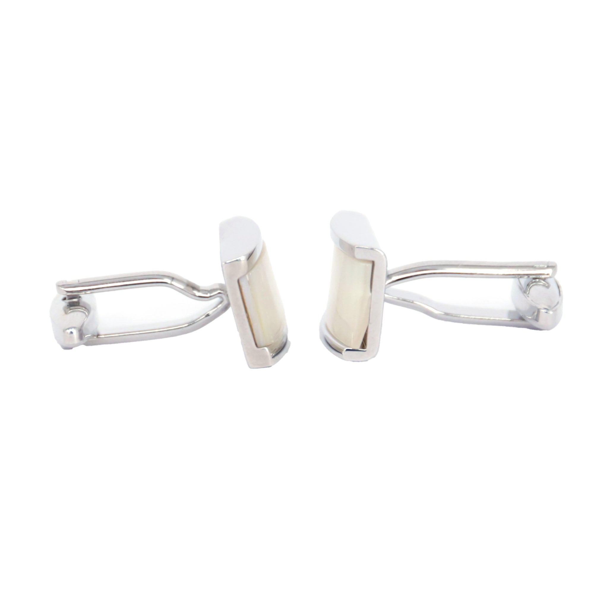 Rectangle MOP Cufflinks in  White