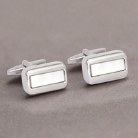 Rectangle MOP Cufflinks in  White
