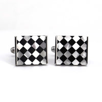 Orobianco MOP  square cufflink with Check