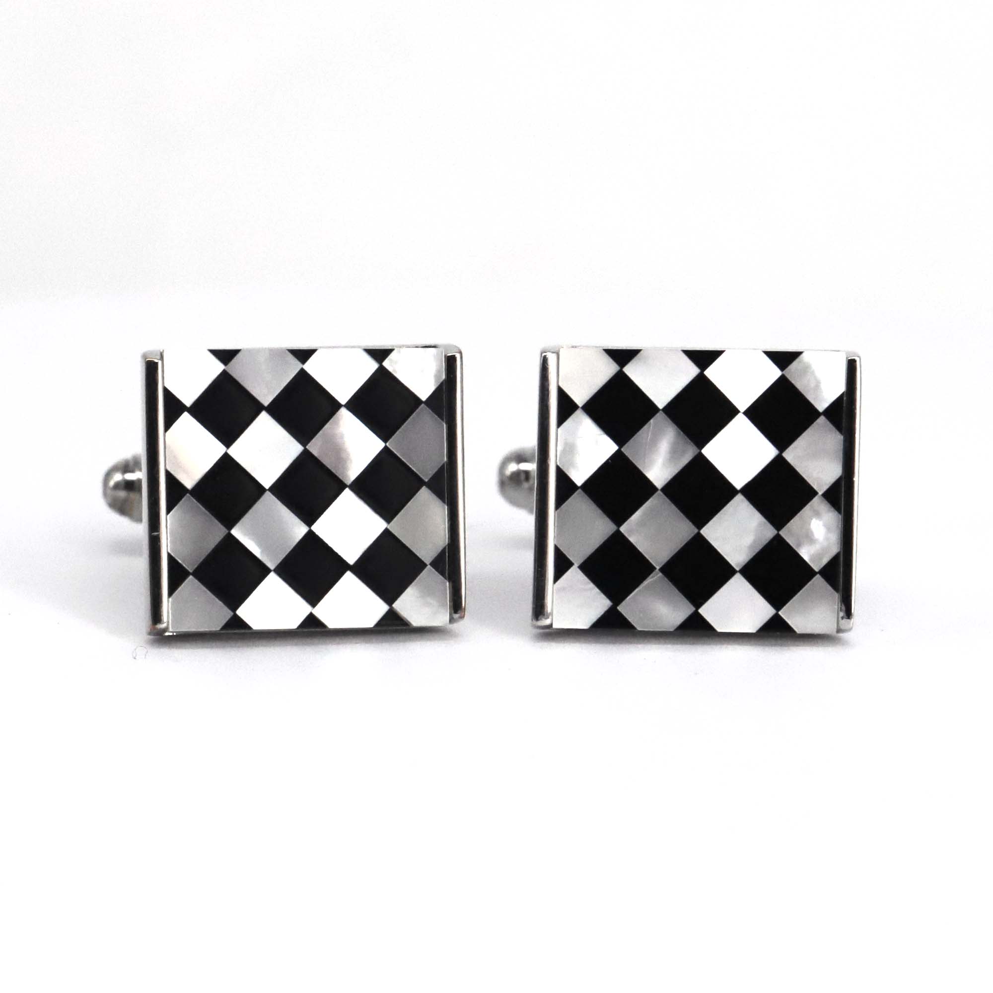 Orobianco MOP  square cufflink with Check
