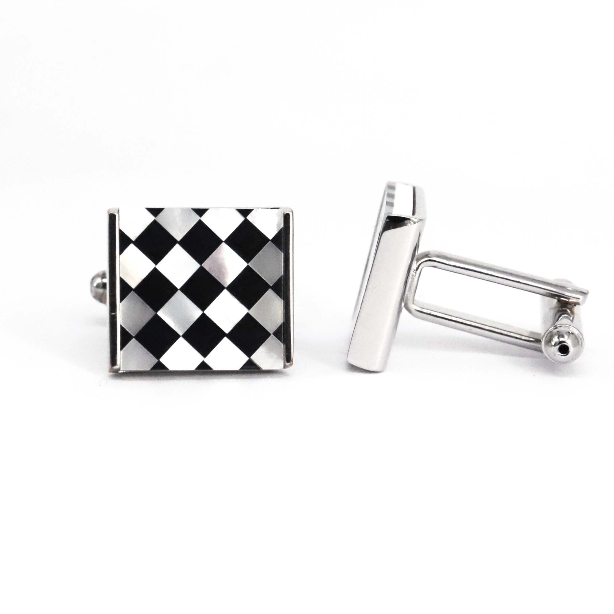 Orobianco MOP  square cufflink with Check