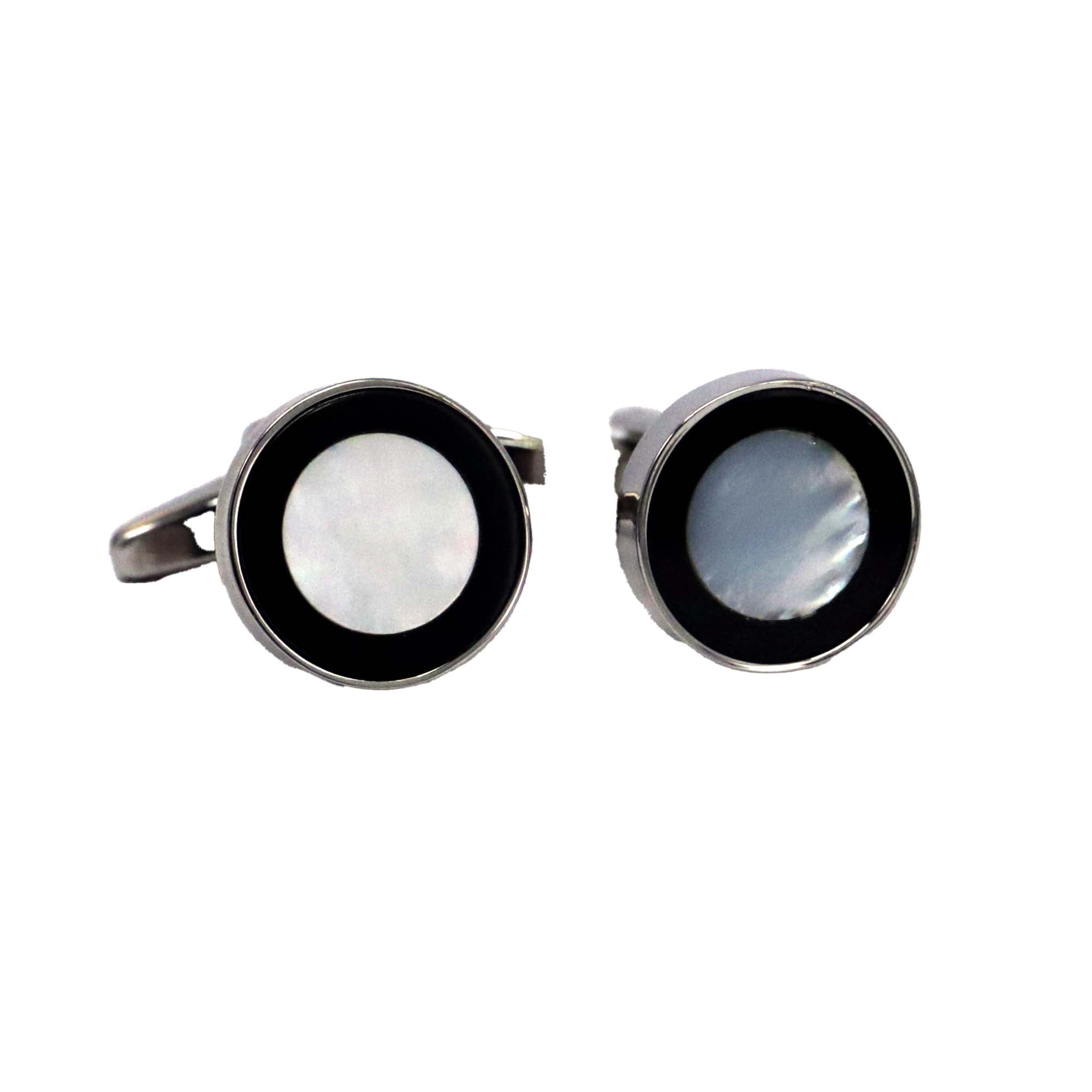 Small White MOP and Black MOP round