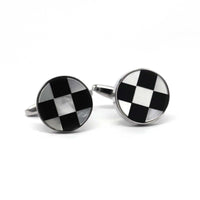 Small White MOP with Black and White Chess Design