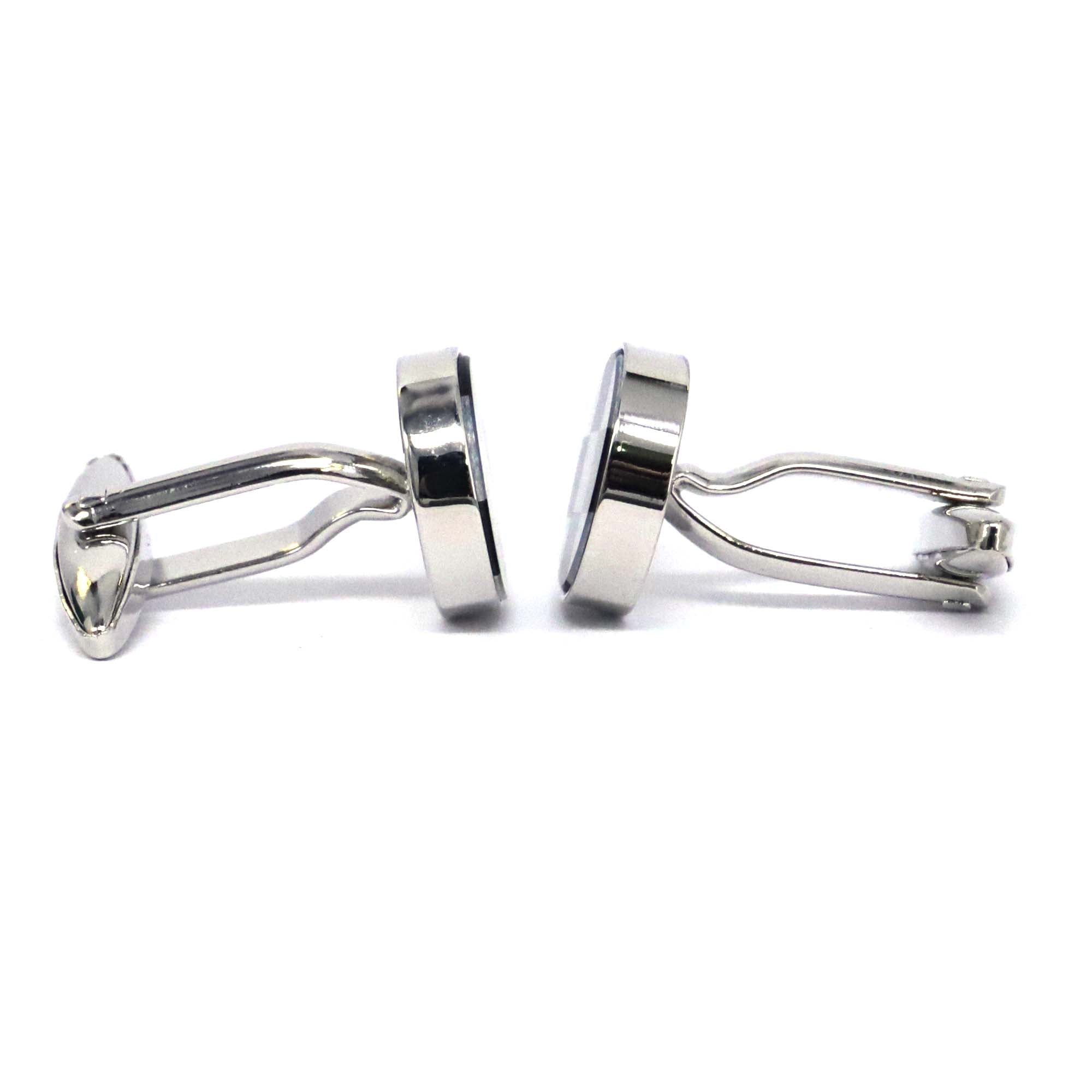 Classic Oval Black With Crystal like Cufflinks