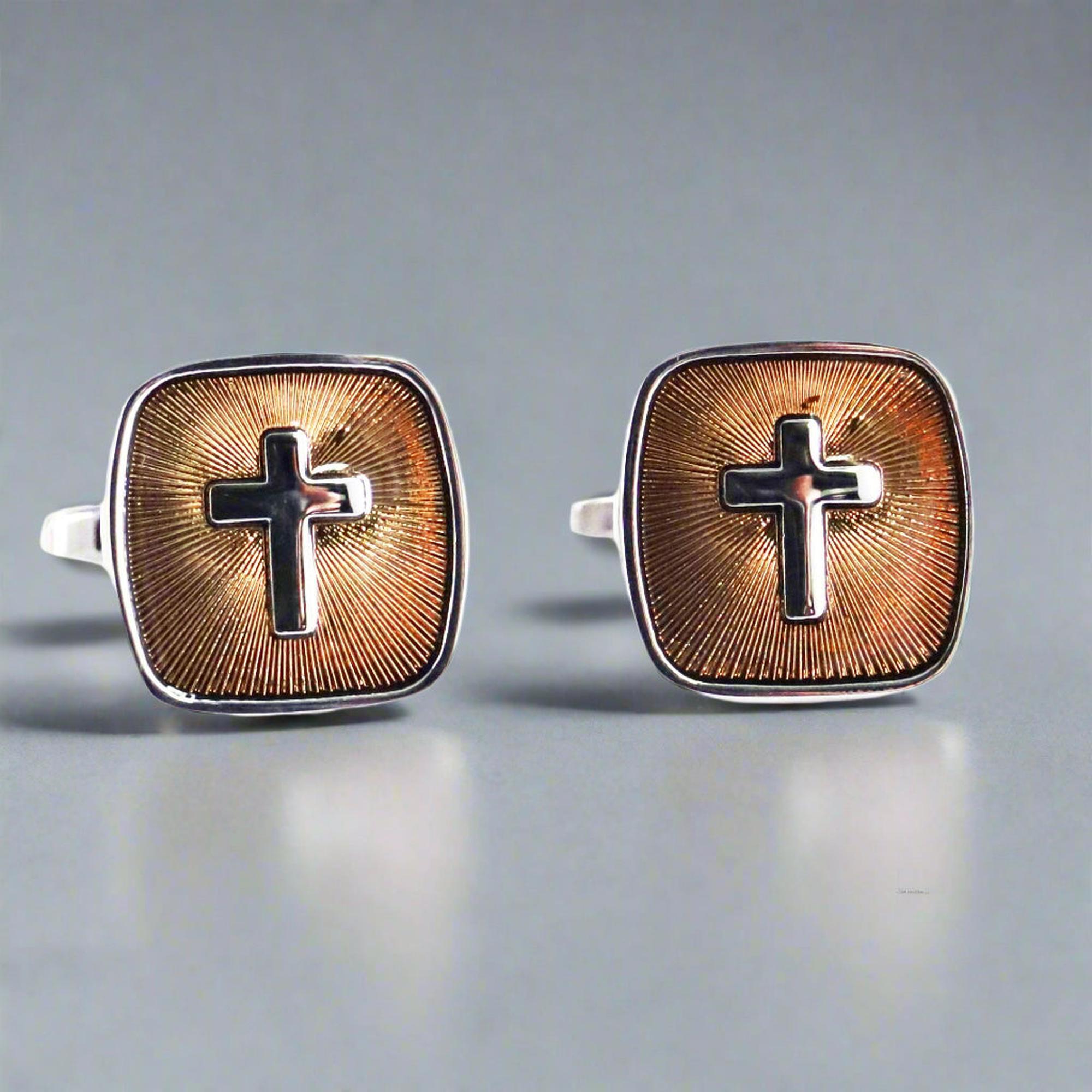 Gold with Silver cross Cufflink