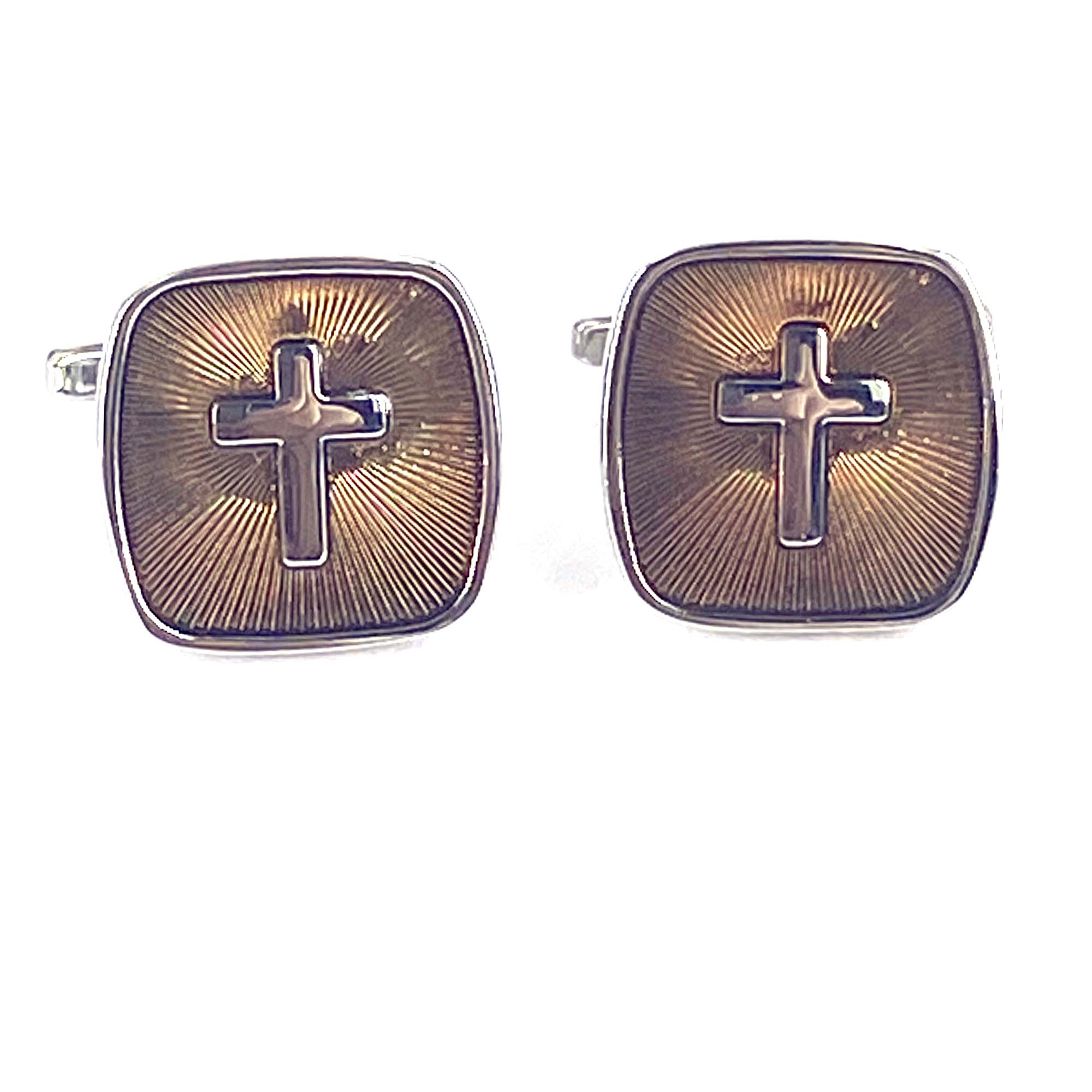 Gold with Silver cross Cufflink
