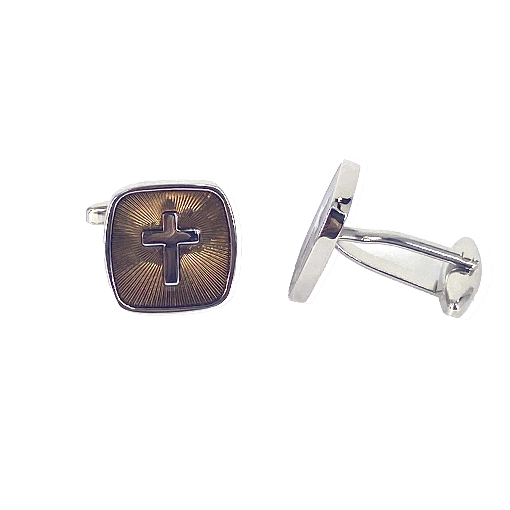 Gold with Silver cross Cufflink