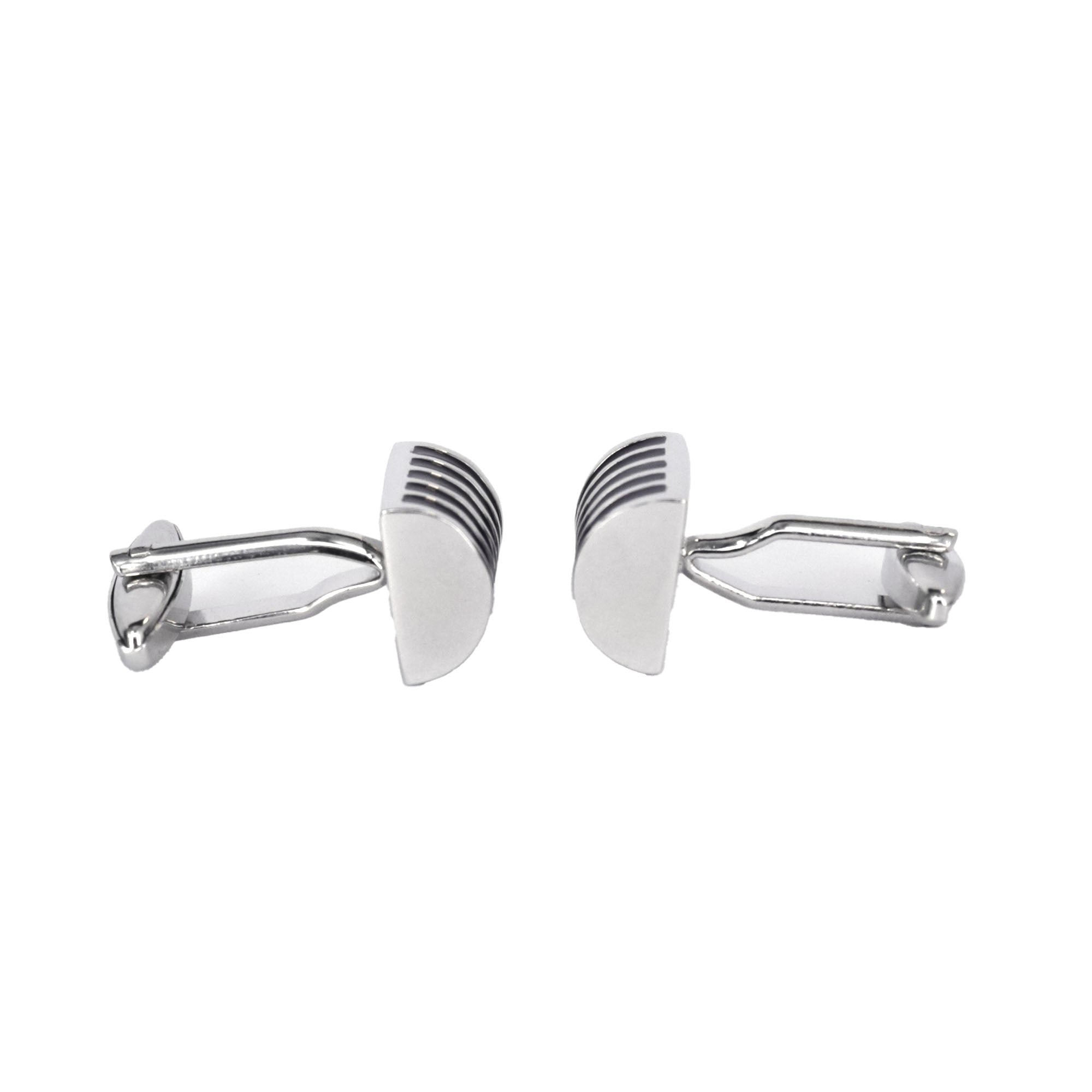 Rectangle Purple Enamel with Blue and silver Stripe Grill Cufflinks (Online Exclusive)