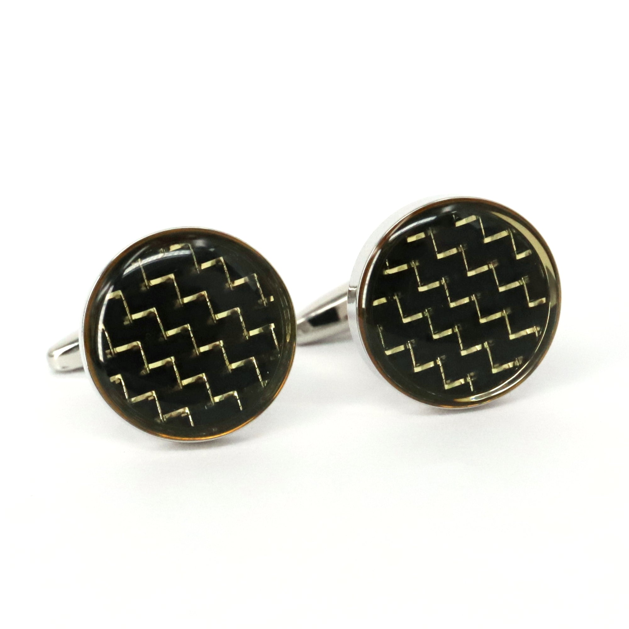 Round Carbon Fibre Cufflinks Marzthomson Cufflinks (Online Exclusive)