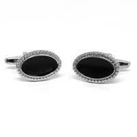 Classic Oval Black With Crystal like Cufflinks