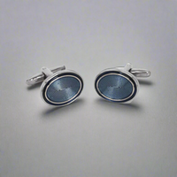 Classic Oval Enamel Blue Cufflinks with black circle