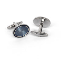 Classic Oval Enamel Blue Cufflinks with black circle