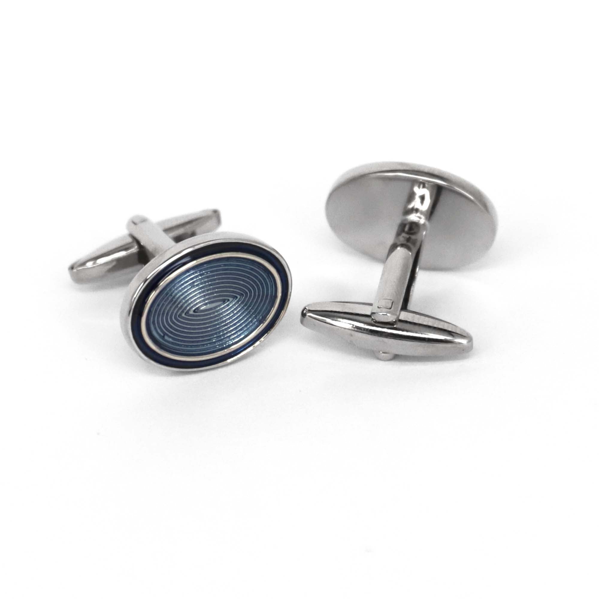 Classic Oval Enamel Blue Cufflinks with black circle