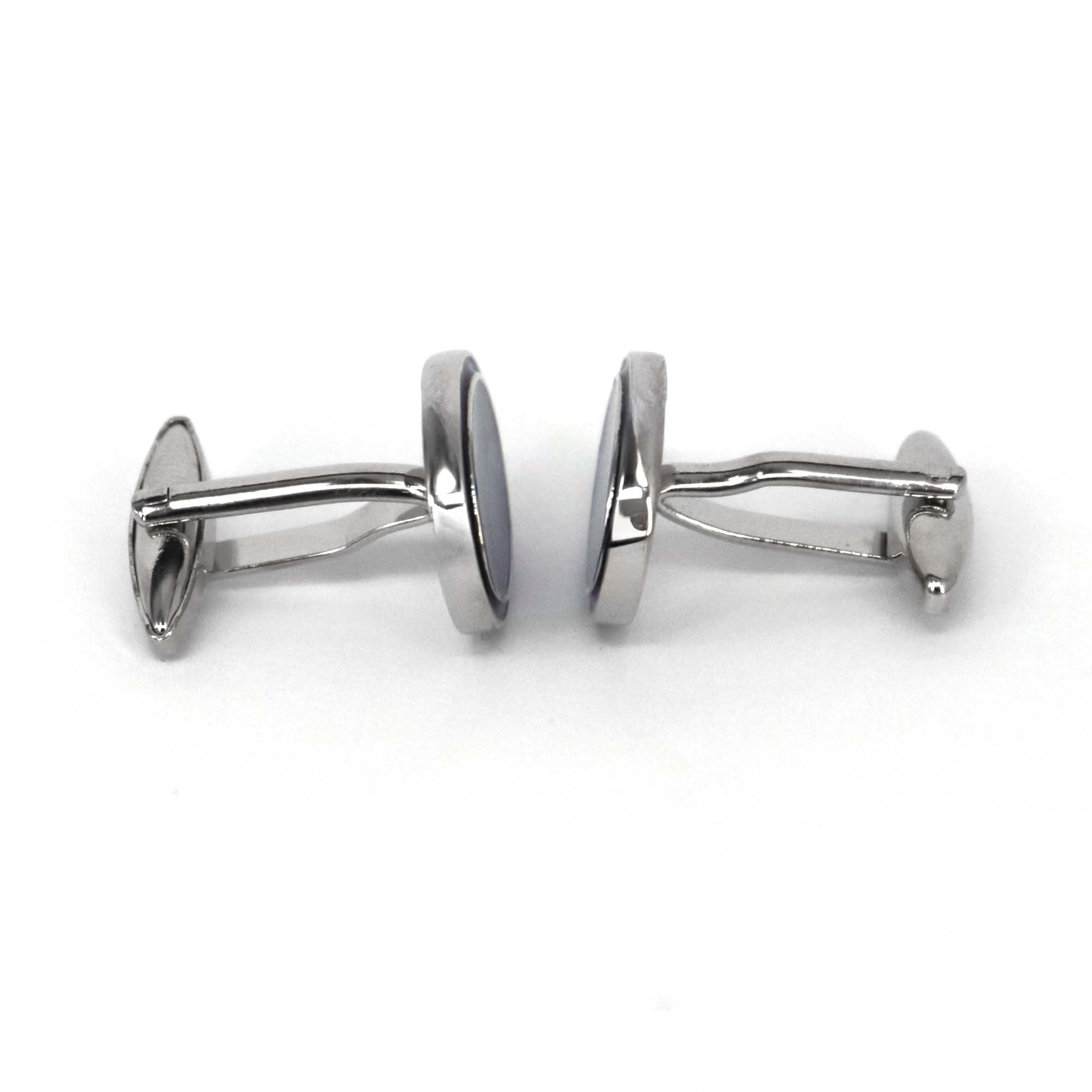 Classic Oval Enamel Blue Cufflinks with black circle