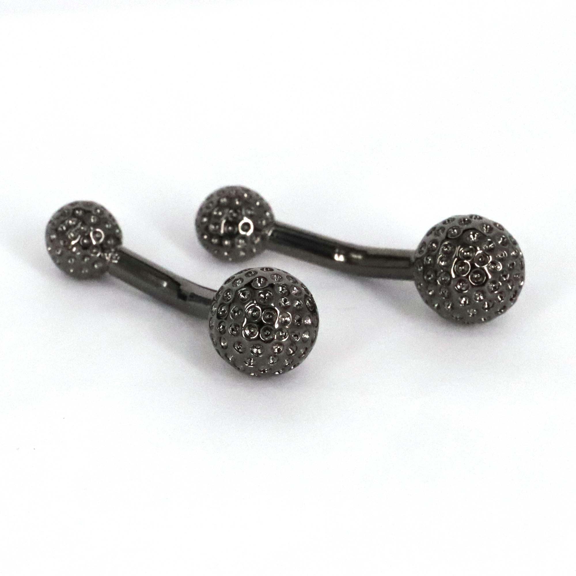 Golf Ball barbell design Cufflinks in Gunmetal