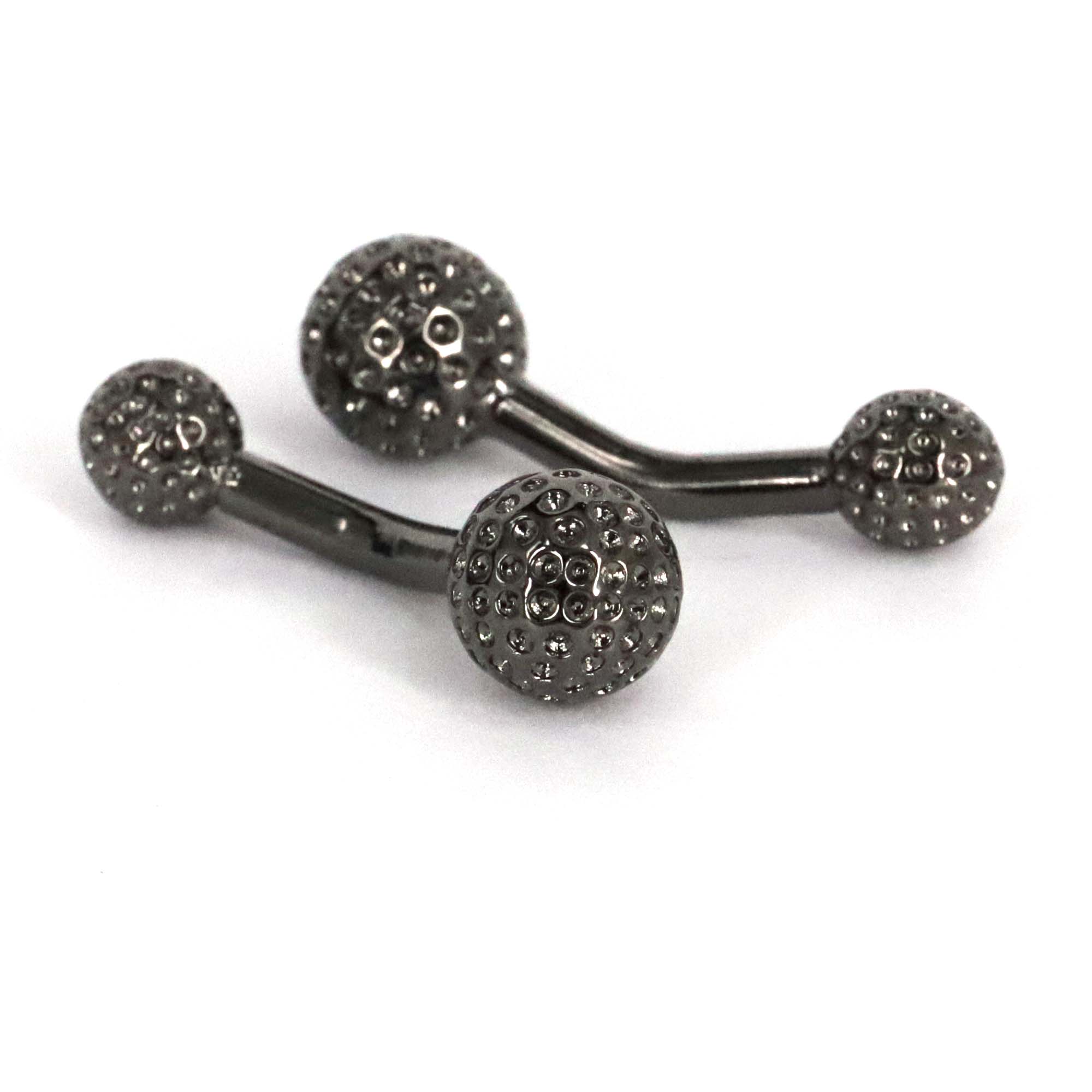 Golf Ball barbell design Cufflinks in Gunmetal