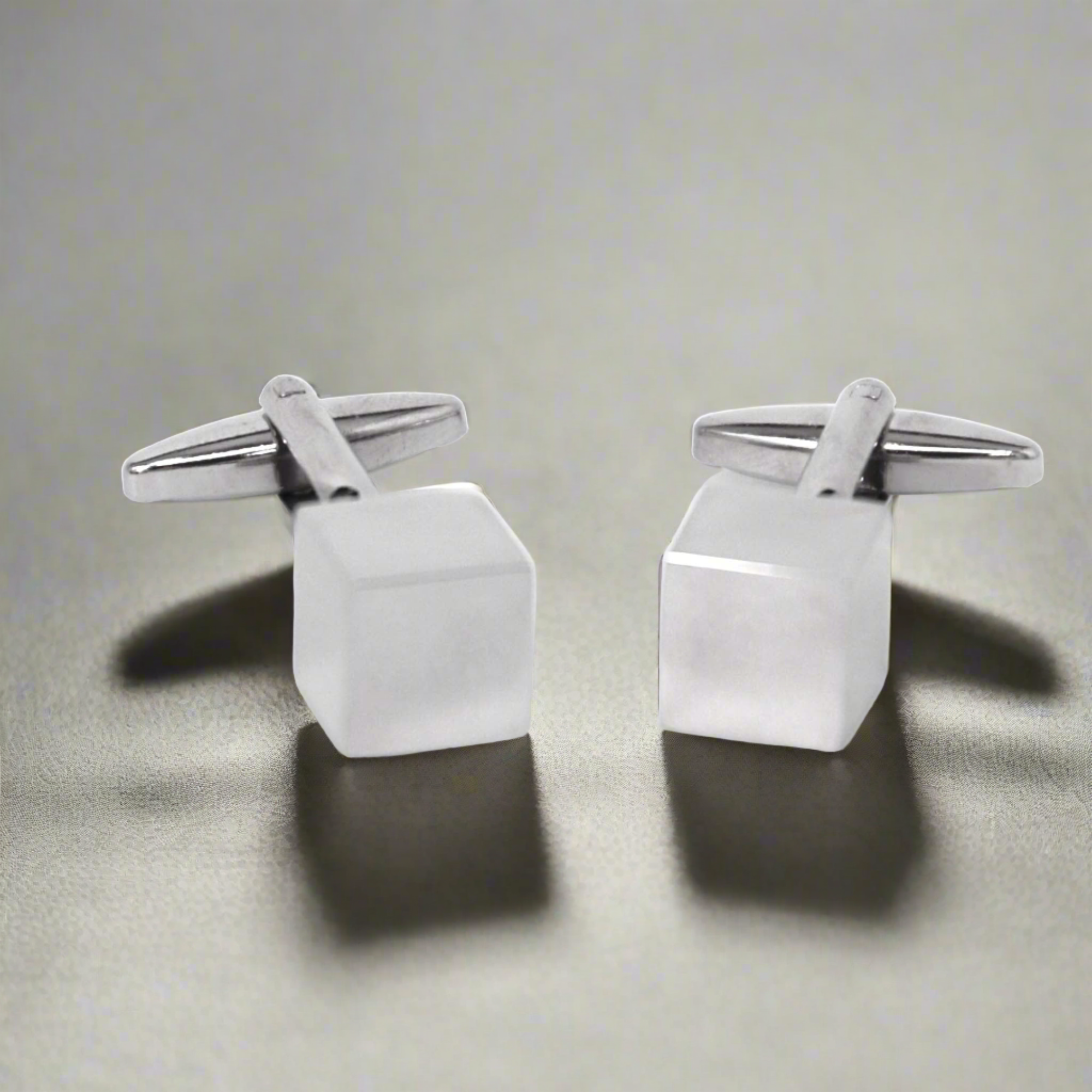 Silver square cube Cufflink