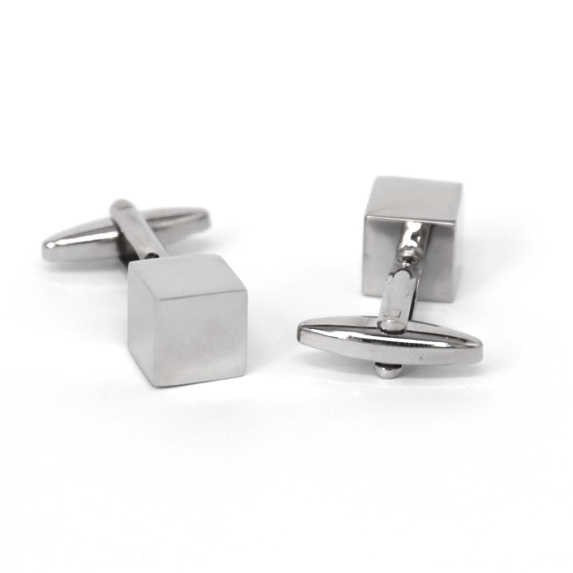 Silver square cube Cufflink